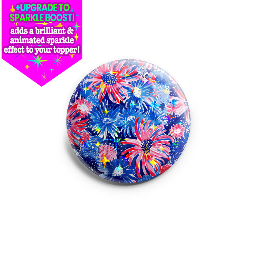 Patriotic Fireworks Floral Watercolor Topper -  - Topperswap