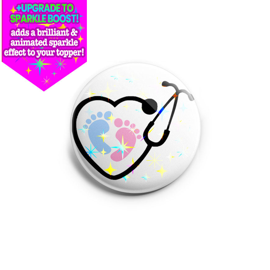 Baby Feet Heart NICU Labor and Delivery Stethoscope Topper - Make it Sparkle - Topperswap