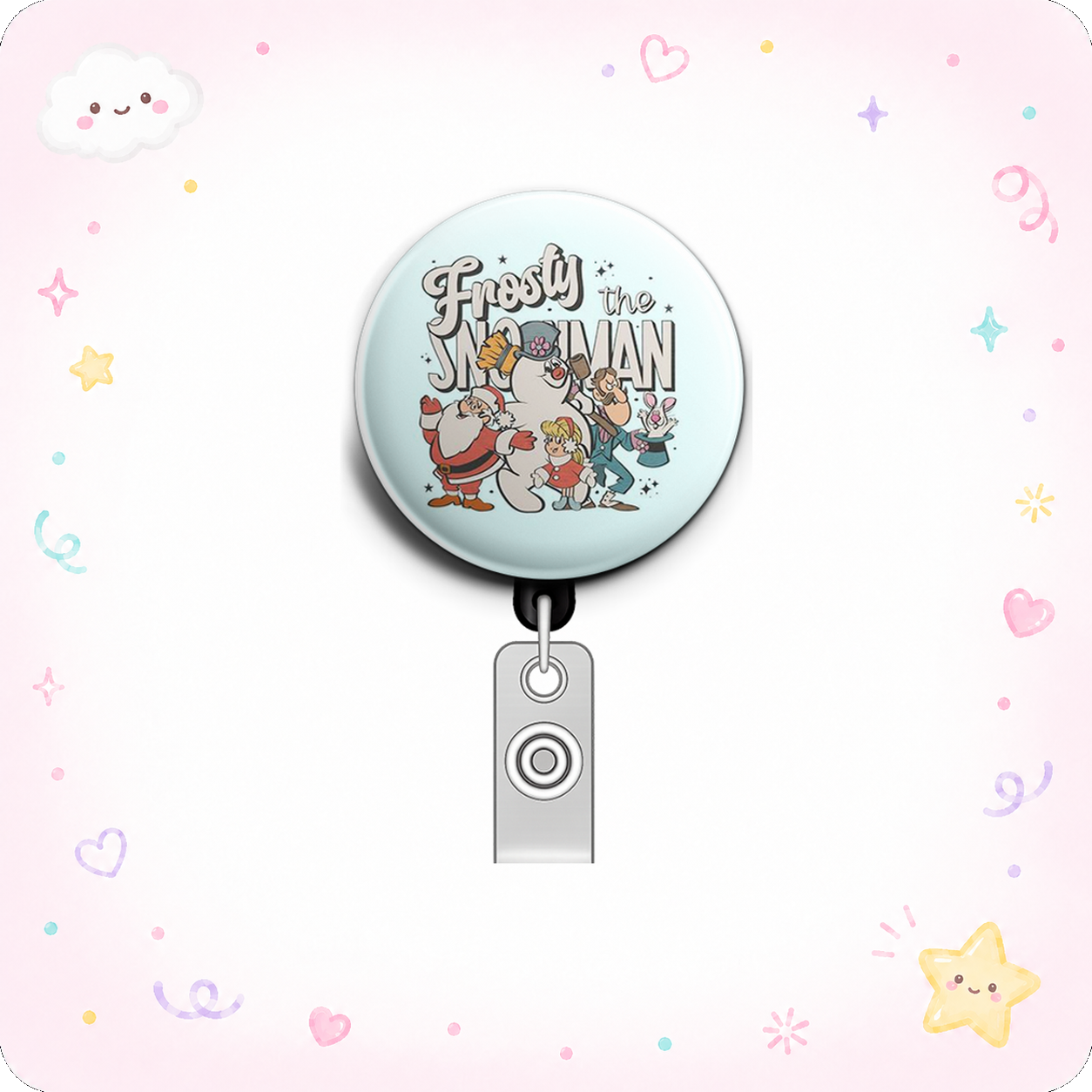 Frosty Festivity Swapfinity Retractable ID Badge Reel - - Topperswap