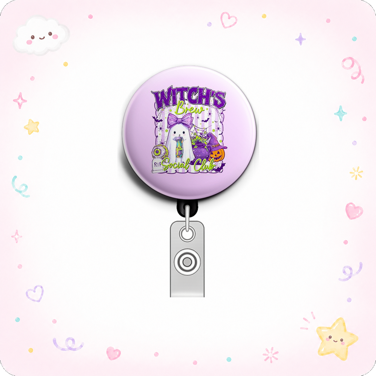 "Ghostly Brew Swapfinity Retractable ID Badge Reel - - Topperswap