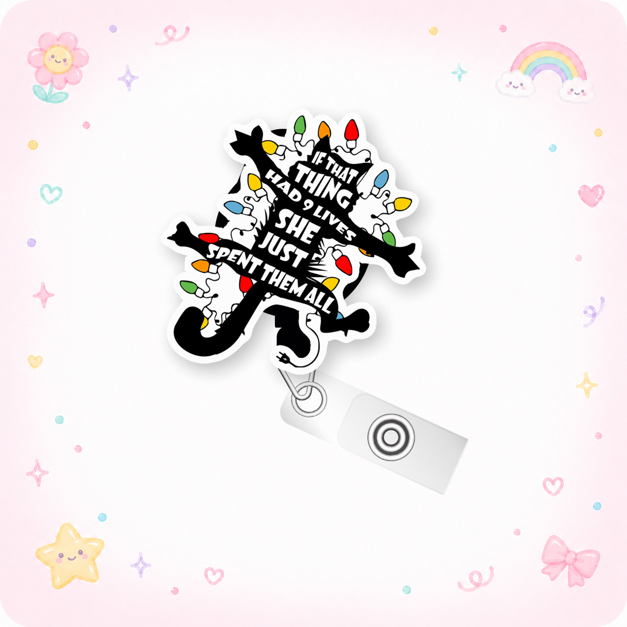 Christmas Cat Chaos Topper Pop Topper Swapfinity Retractable ID Badge Reel - - Topperswap