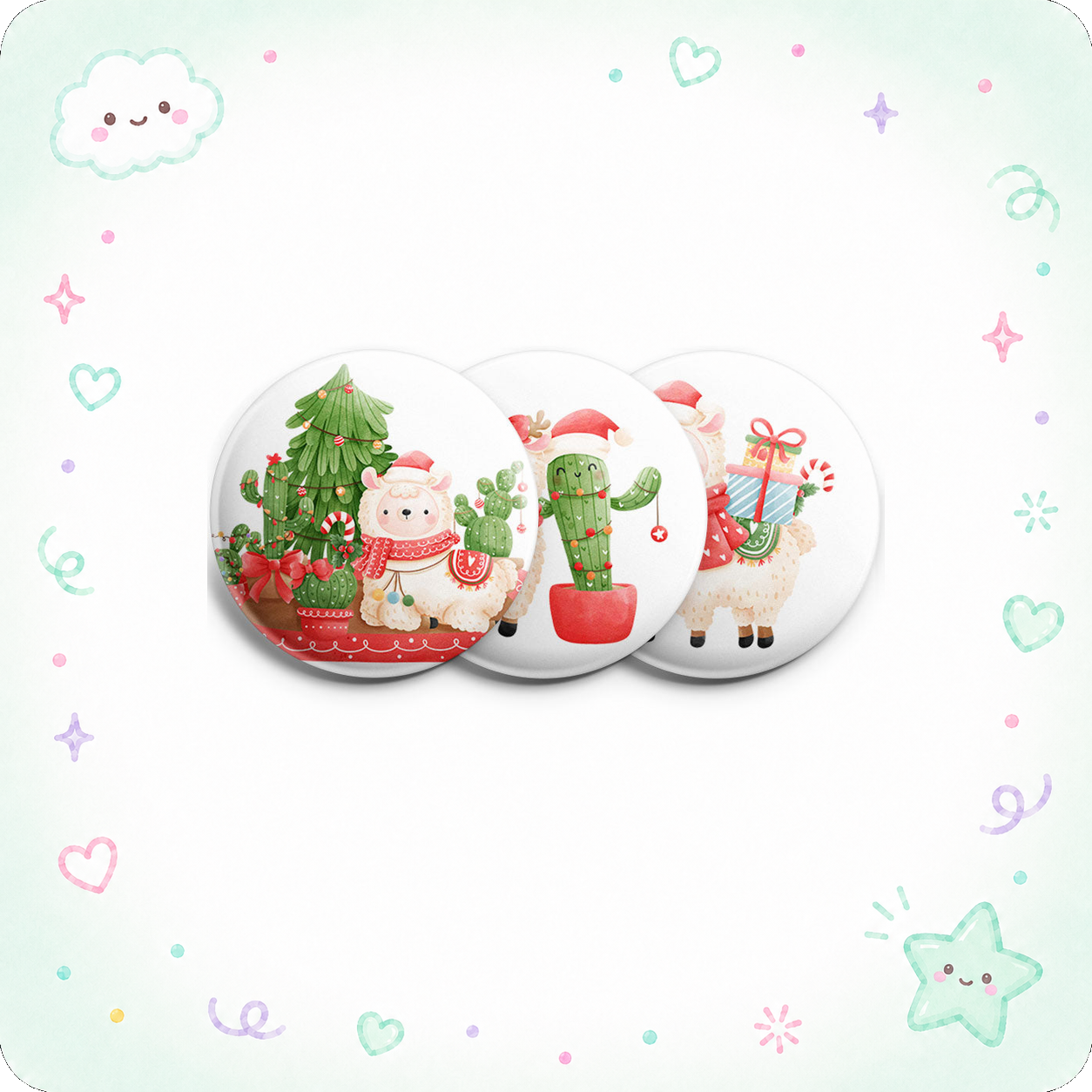 Christmas Llama & Cactus Topper 3-Pack (Save 5%) - - Topperswap