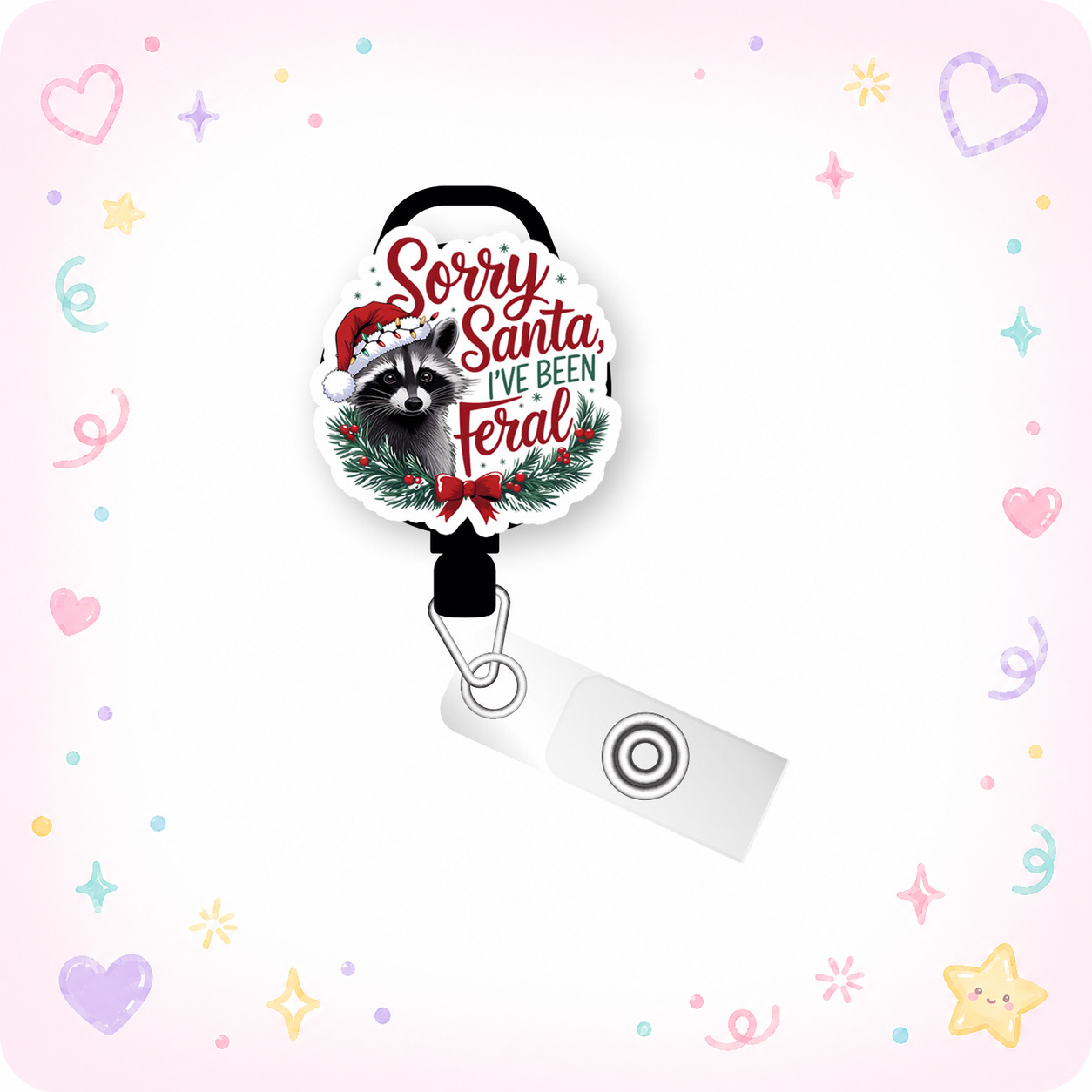 Feral Raccoon Apology Pop Topper Swapfinity Retractable ID Badge Reel - - Topperswap