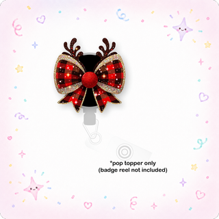 Plaid Reindeer Bow Pop Topper