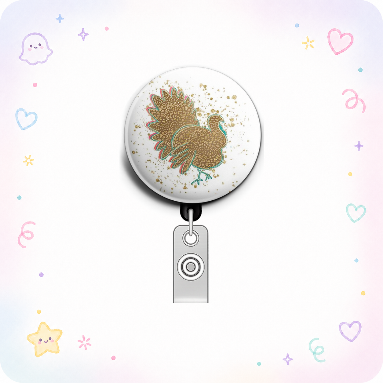 Gobble Glitter Swapfinity Retractable ID Badge Reel - - Topperswap