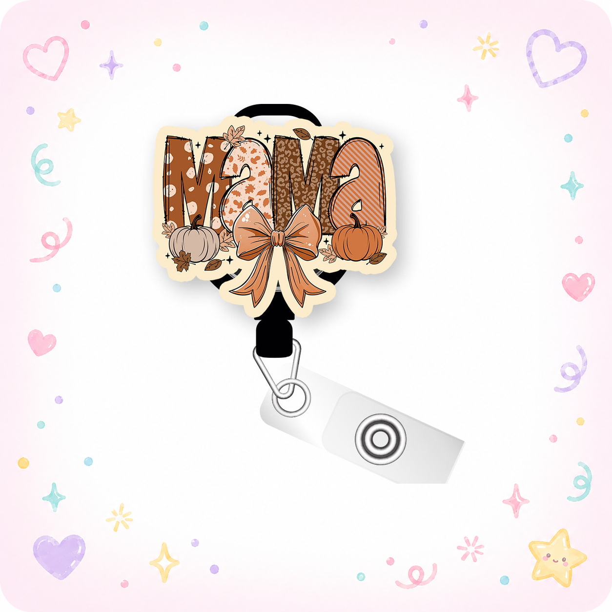 Autumn Mama Pop Topper Swapfinity Retractable ID Badge Reel - - Topperswap