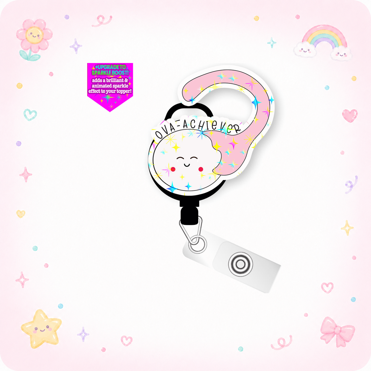 Ova-Achiever Pop Topper Swapfinity Retractable ID Badge Reel - - Topperswap