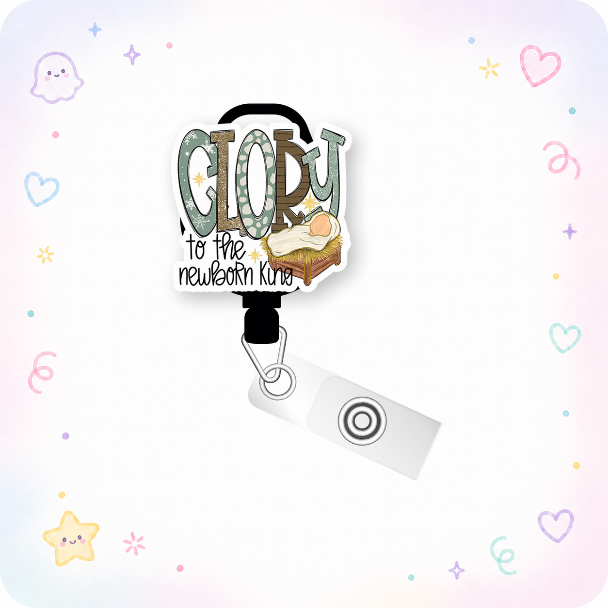 Glory to the Newborn King Pop Topper Swapfinity Retractable ID Badge Reel - - Topperswap