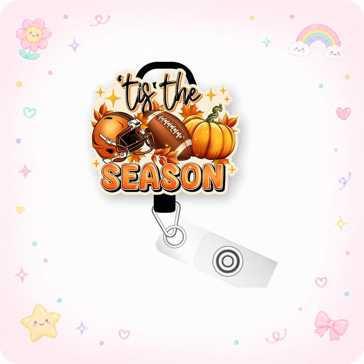 Game Day Pumpkin Pop Topper Swapfinity Retractable ID Badge Reel - - Topperswap