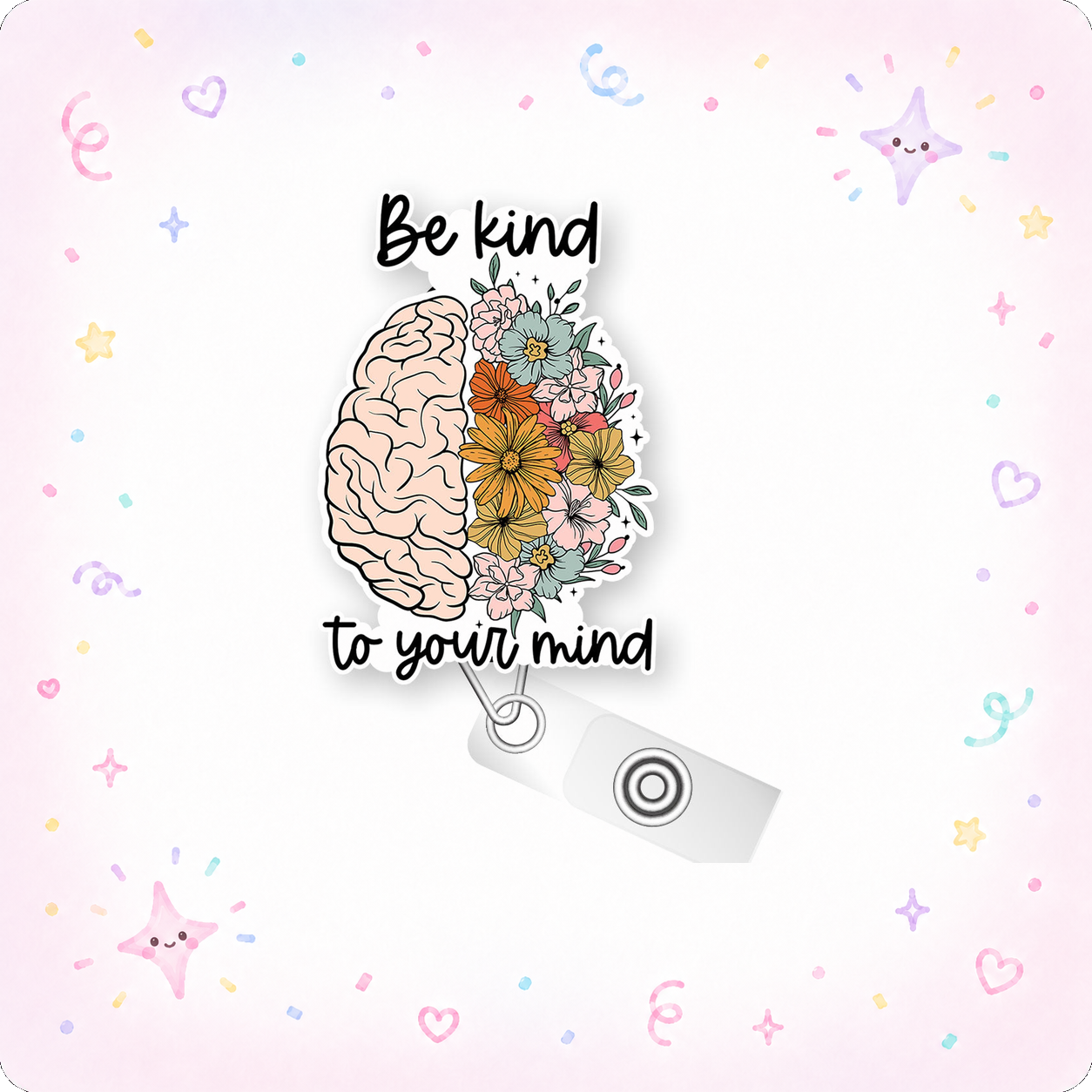Be Kind to Your Mind Pop Topper Swapfinity Retractable ID Badge Reel - - Topperswap