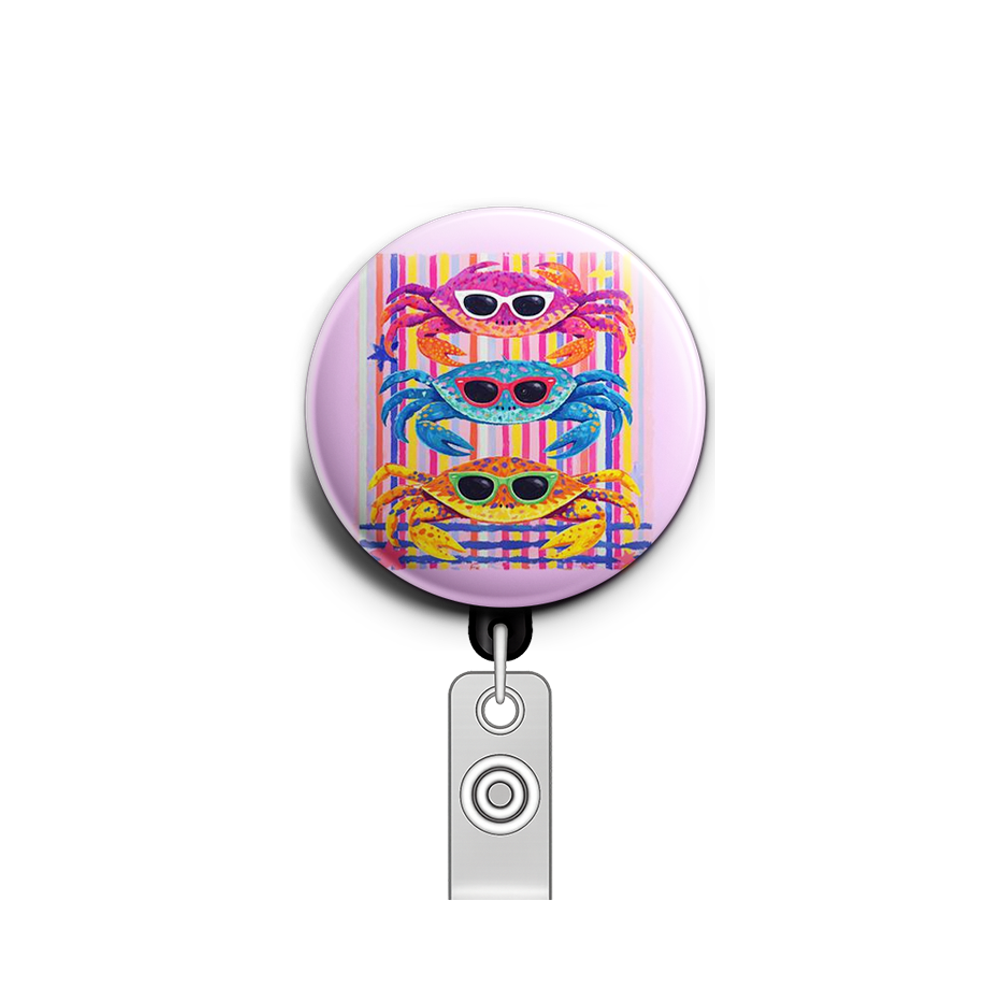 Crabby Beach Swapfinity Retractable ID Badge Reel - - Topperswap