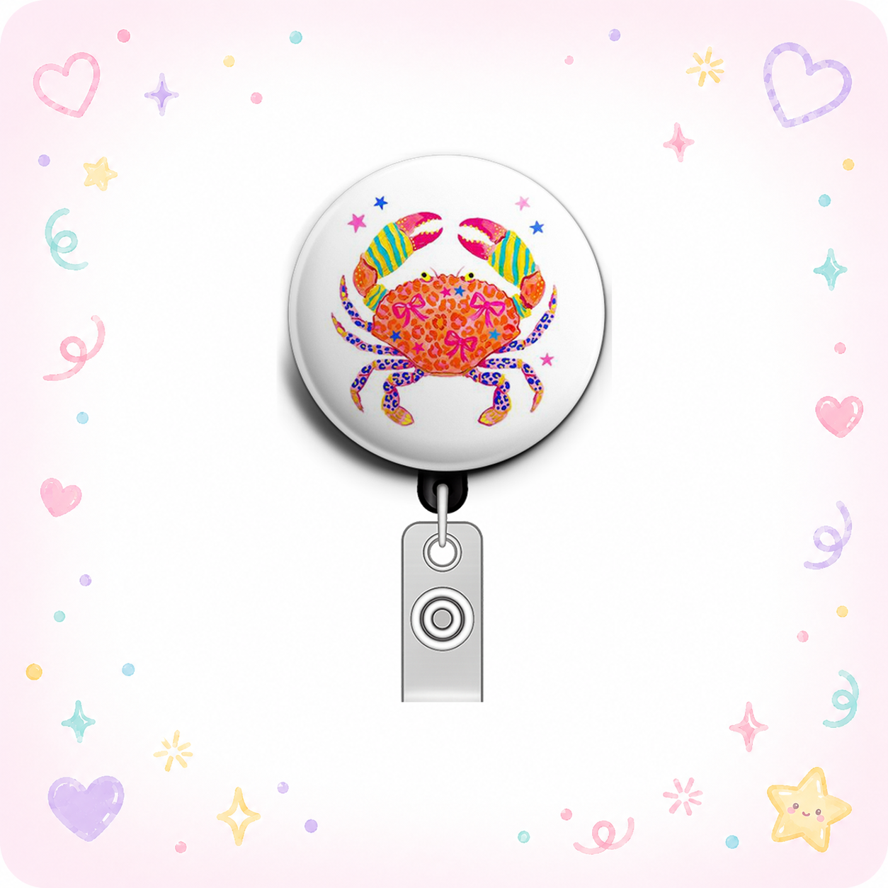 Crustacean Charm Swapfinity Retractable ID Badge Reel - - Topperswap
