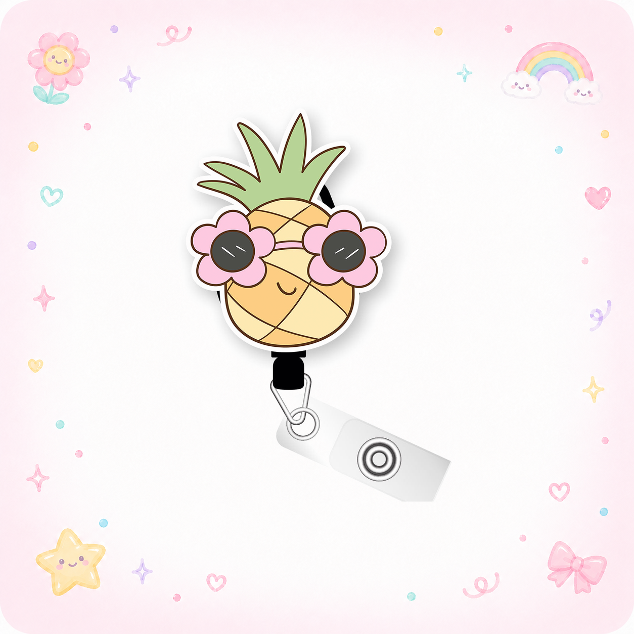 Pineapple Party Pop Topper Swapfinity Retractable ID Badge Reel - - Topperswap
