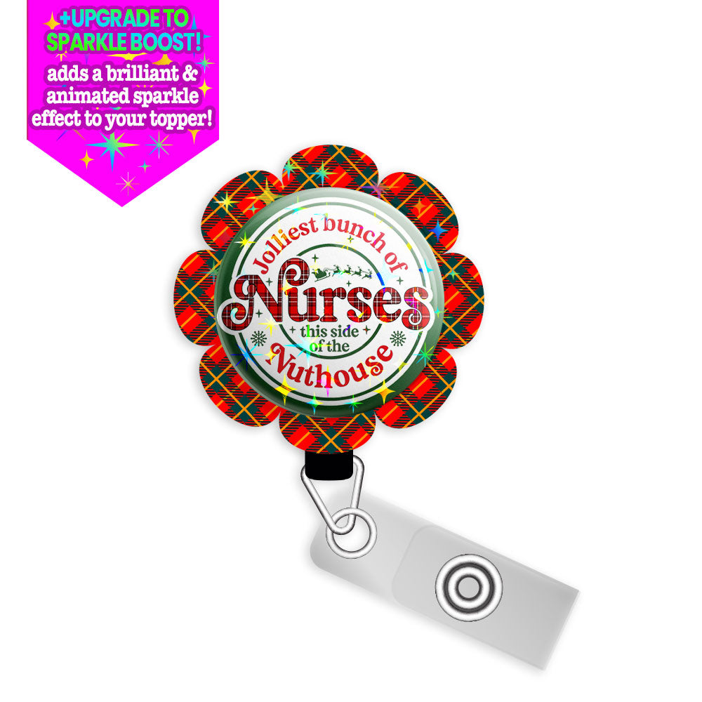 Jolliest Bunch of Nurses Swapfinity Retractable ID Badge Reel Bundle - Slide Clip / Black / Make it Sparkle - Topperswap