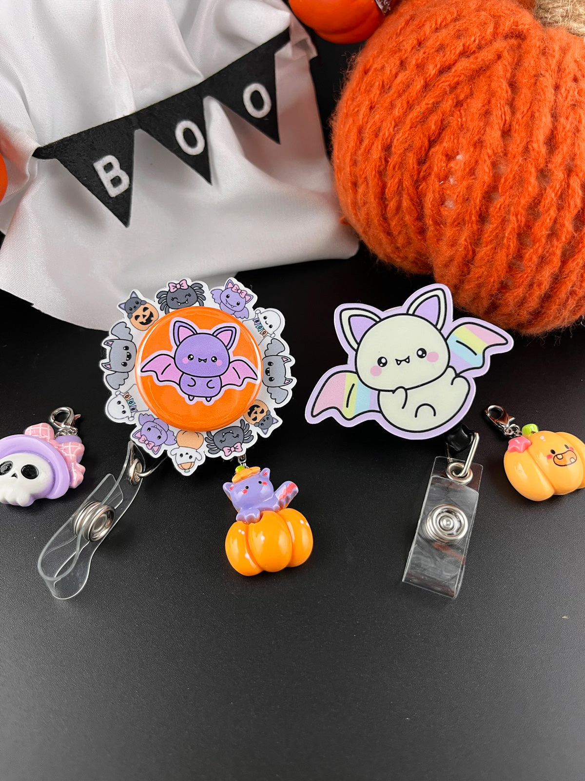 Baby Boo Pumpkin Charm Swapfinity Badge Reel Add-on -  - Topperswap