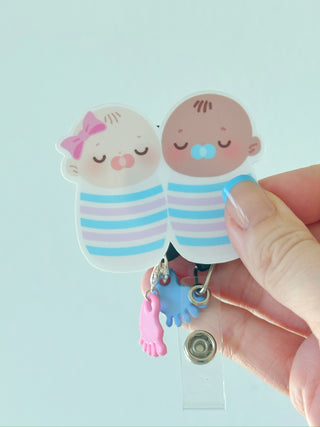 Blue Baby Foot Charm Swapfinity Badge Reel Add-on