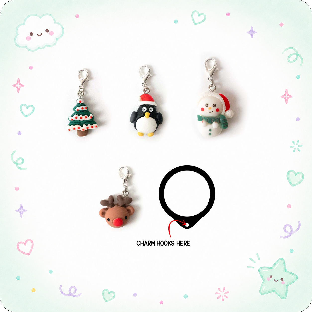 Christmas Charm Bundle 4-Pack + Charm Swapfinity Swapper Frame - - Topperswap