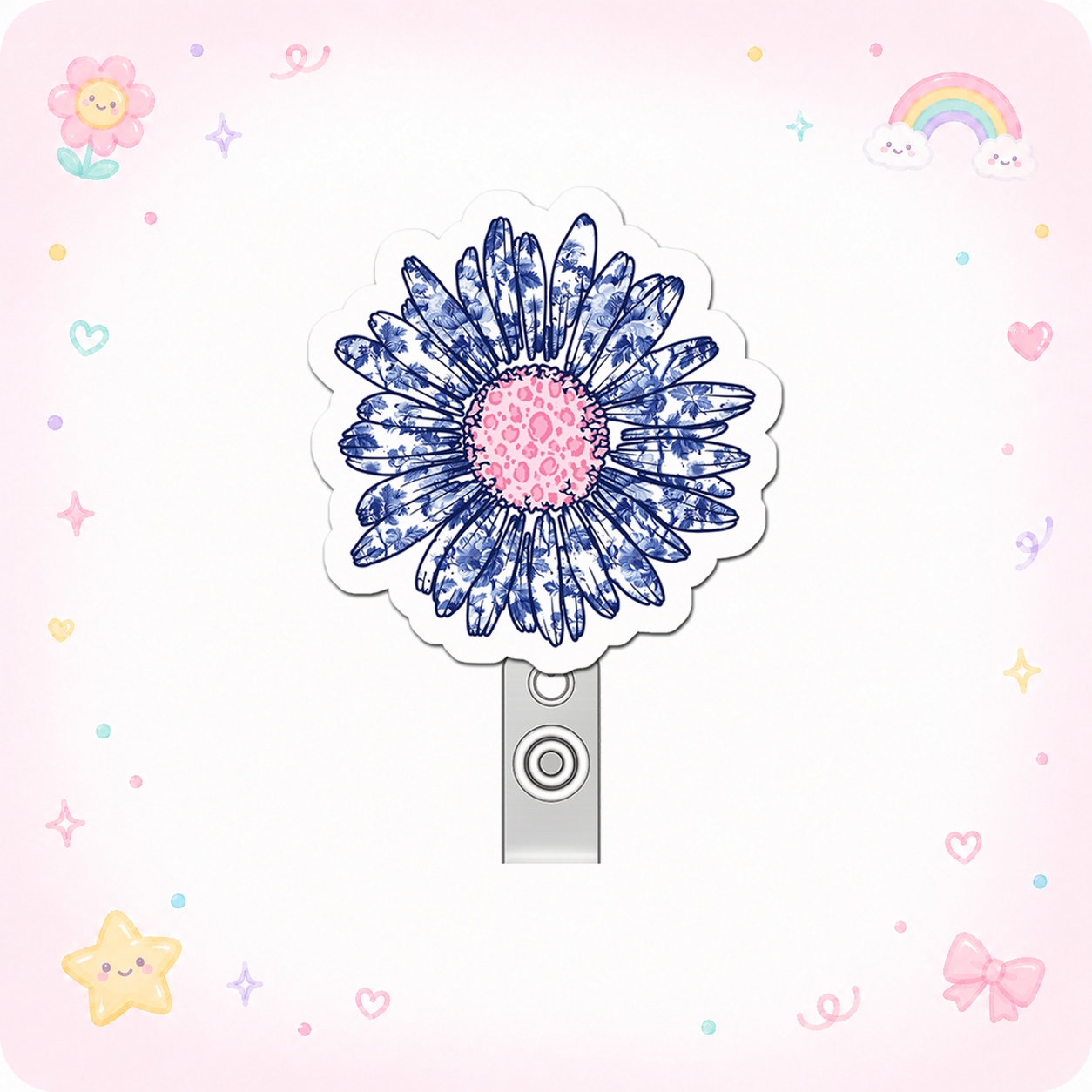 Floral Frenzy Queen Pop Topper Swapfinity Retractable ID Badge Reel - - Topperswap
