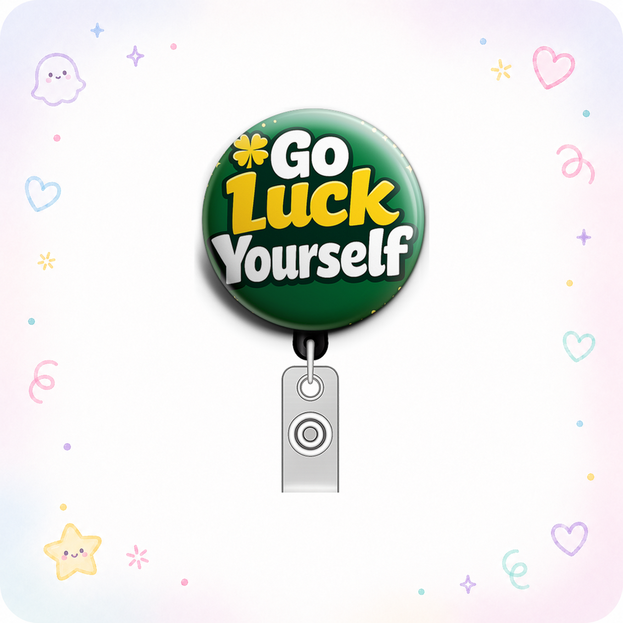 Go Luck Yourself Swapfinity Retractable ID Badge Reel - - Topperswap