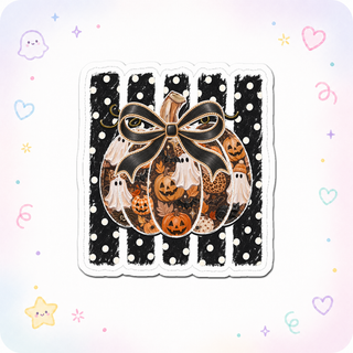 Polka Dot Pumpkin Bow Sticker