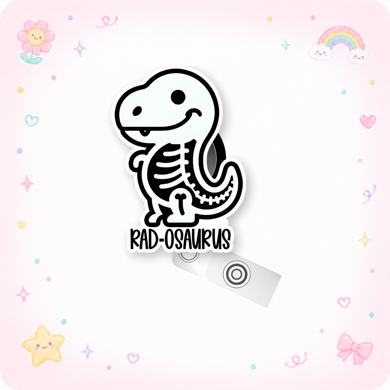 Rad-osaurus Rex Pop Topper Swapfinity Retractable ID Badge Reel - - Topperswap