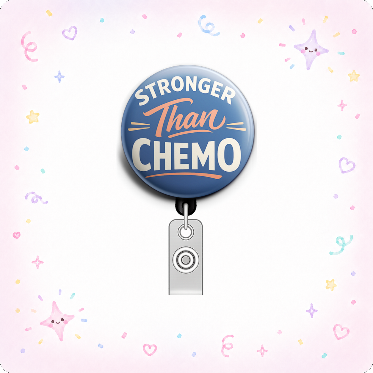 Stronger Than Chemo Swapfinity Retractable ID Badge Reel - - Topperswap