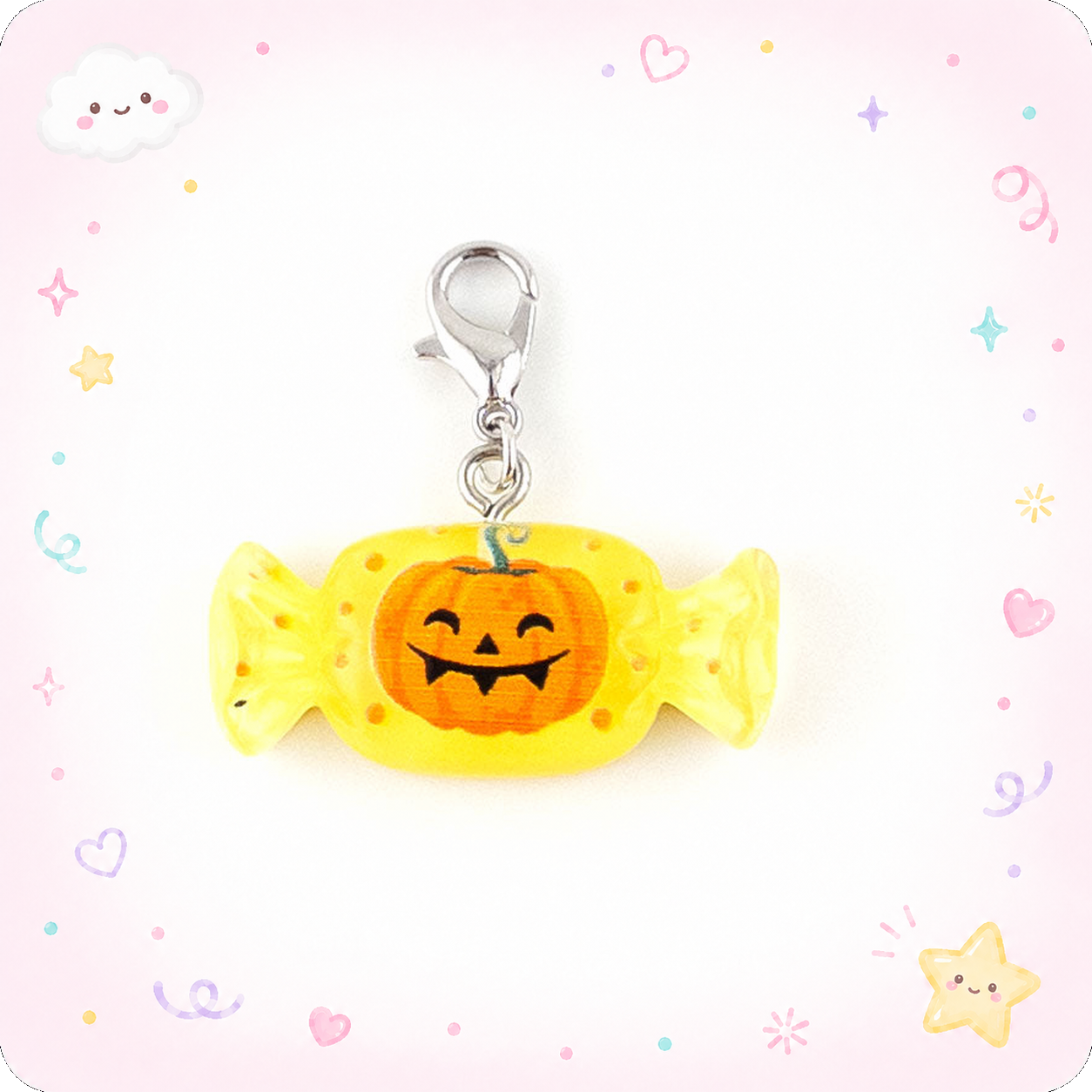 Pumpkin Candy Wrap Charm Swapfinity Badge Reel Add-on - - Topperswap