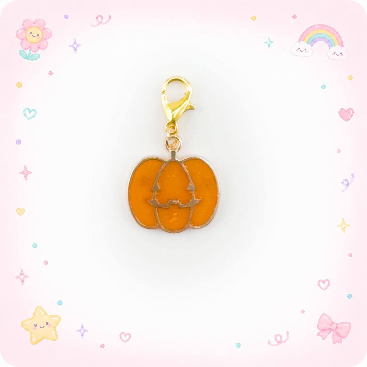 Golden Glow Jack-O-Lantern Charm Swapfinity Badge Reel Add-on - - Topperswap