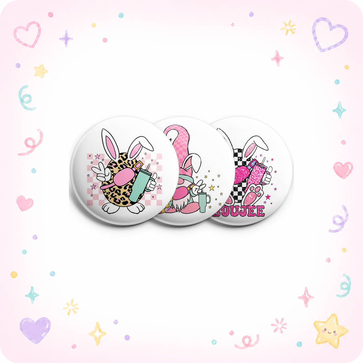 Easter Egg Bunnies & Gnome Topper 3-Pack - - Topperswap