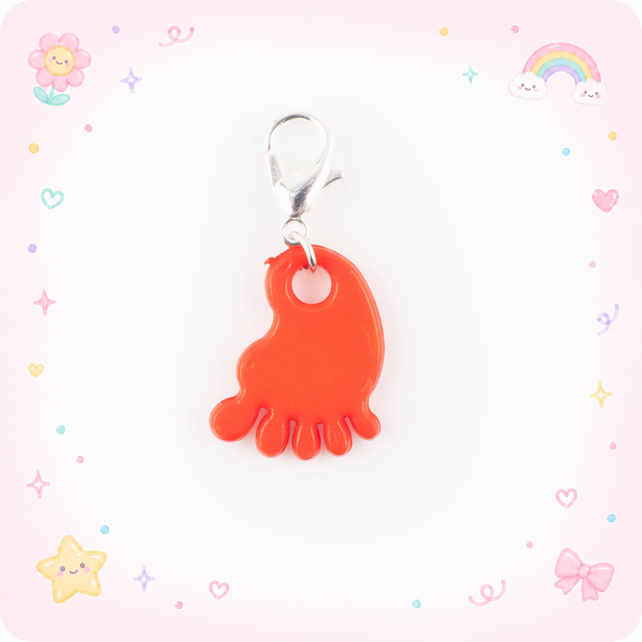 Red Baby Foot Charm Swapfinity Badge Reel Add-on - - Topperswap