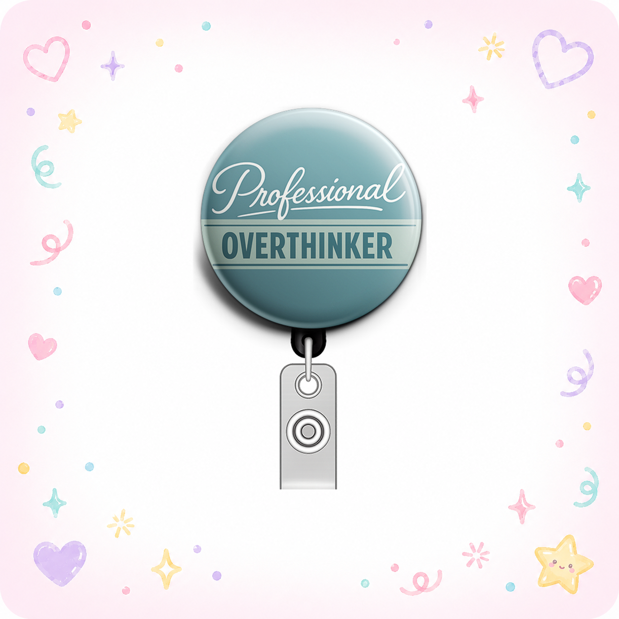 Professional Overthinker Swapfinity Retractable ID Badge Reel - - Topperswap