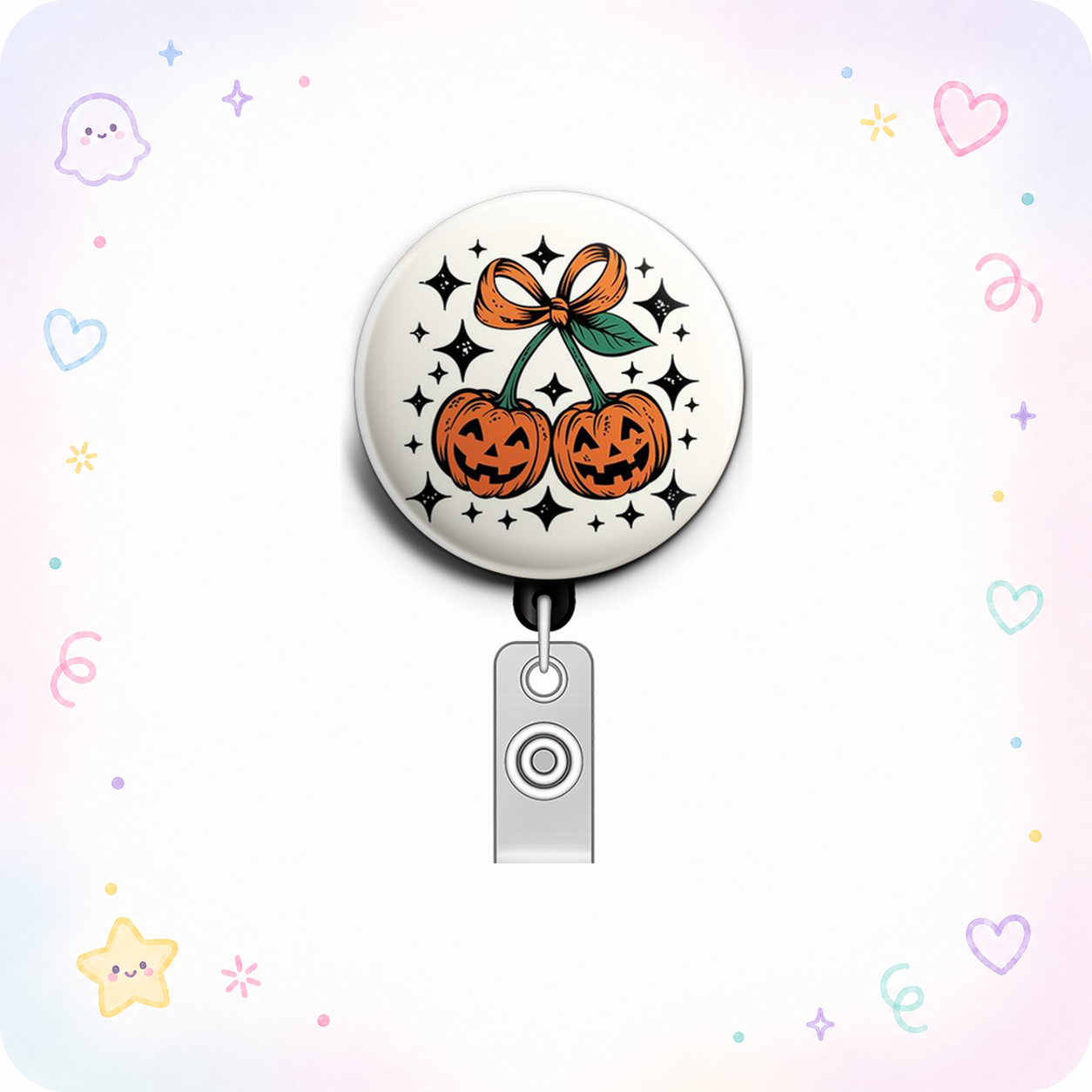 Pumpkin Party Swapfinity Retractable ID Badge Reel - - Topperswap