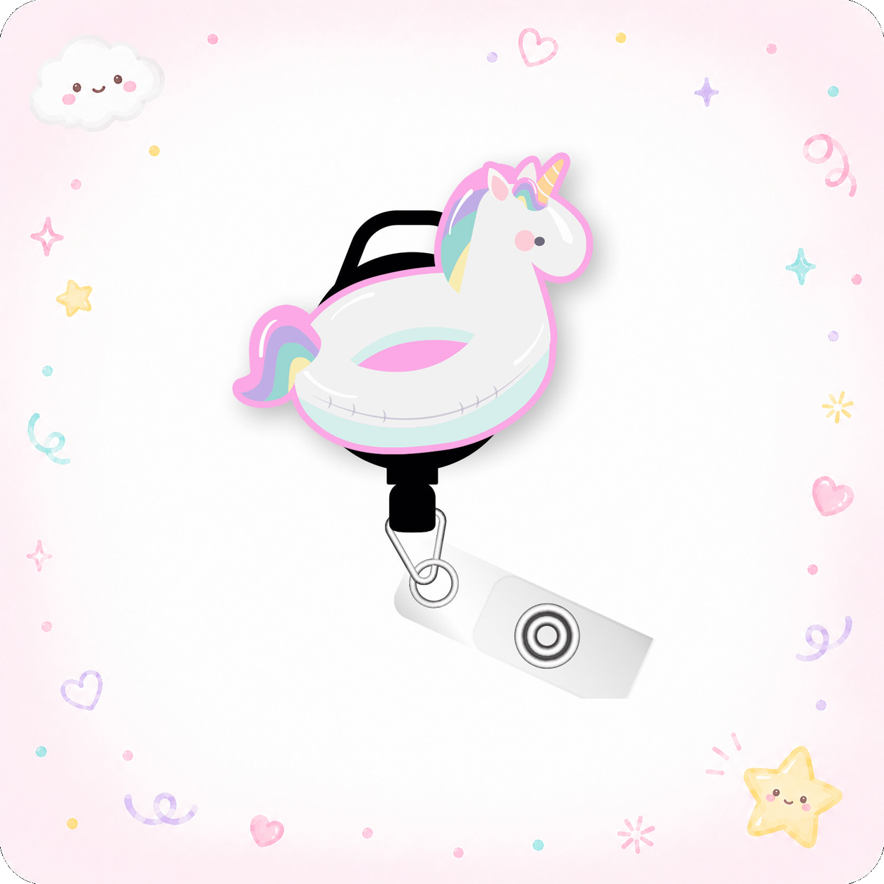 Sparkle Like a Unicorn Pop Topper Swapfinity Retractable ID Badge Reel - - Topperswap