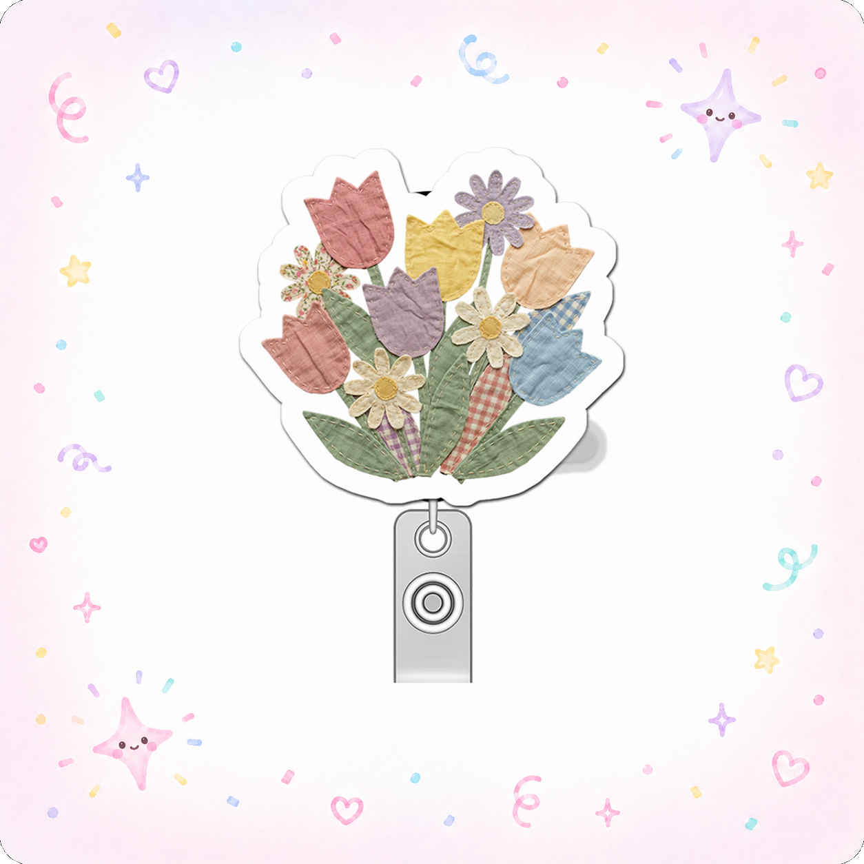 Floral Daydream Queen Pop Topper Swapfinity Retractable ID Badge Reel - - Topperswap