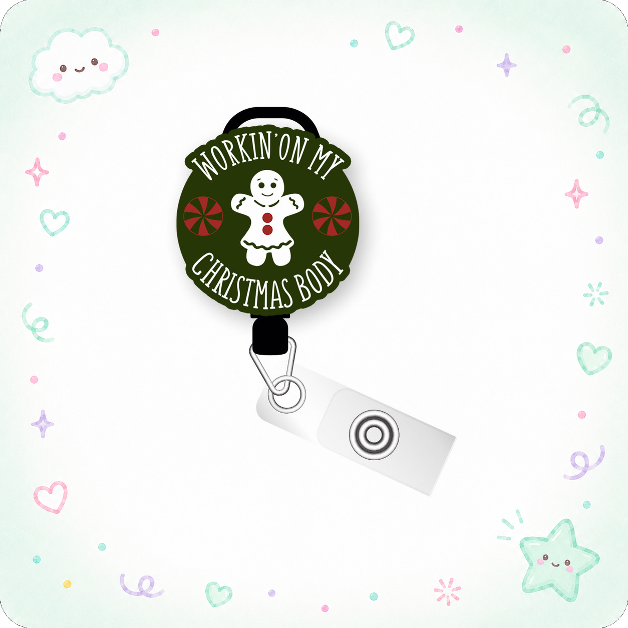 Christmas Body Goals Pop Topper Swapfinity Retractable ID Badge Reel - - Topperswap