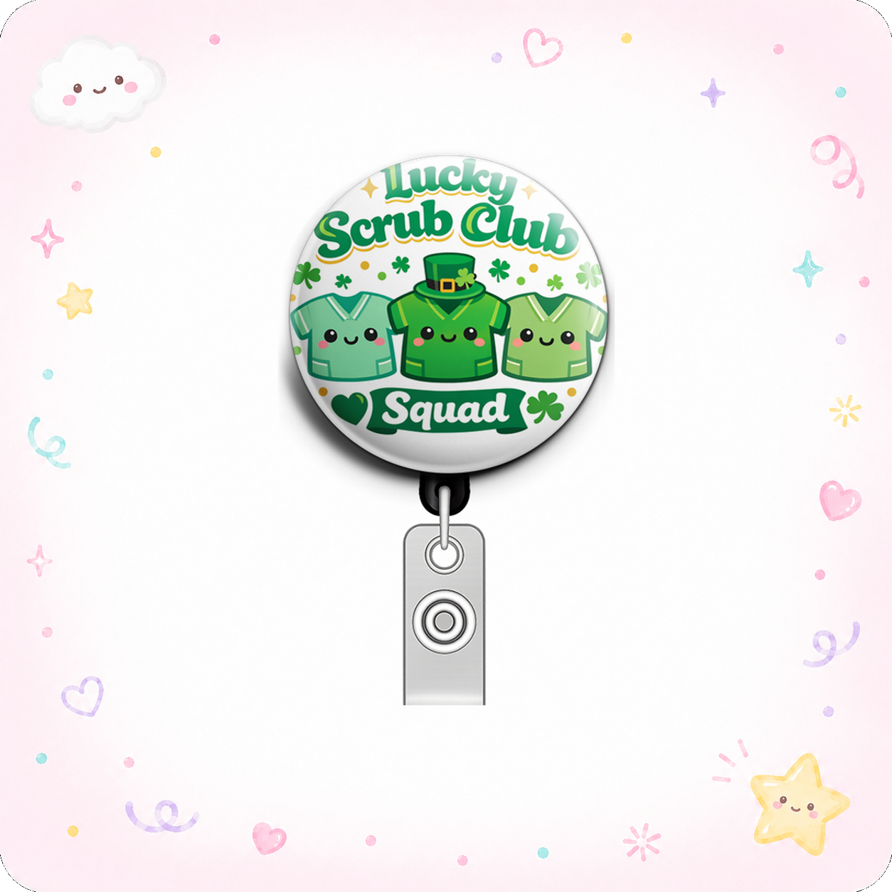 Lucky Scrub Club Squad ☘️💚 Swapfinity Retractable ID Badge Reel - - Topperswap