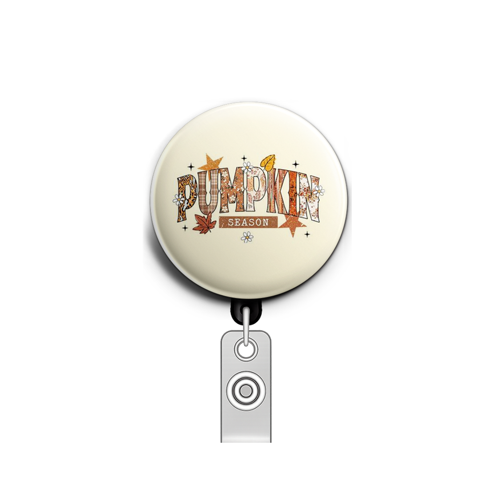 Pumpkin Spice Swapfinity Retractable ID Badge Reel - - Topperswap