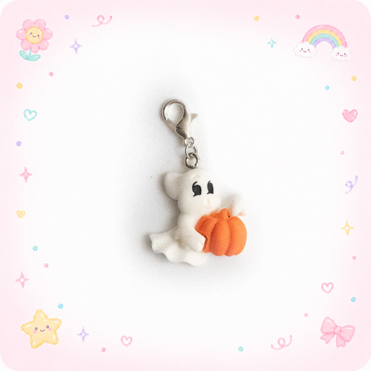 Ghost Pumpkin Charm Badge Reel Add-on - - Topperswap