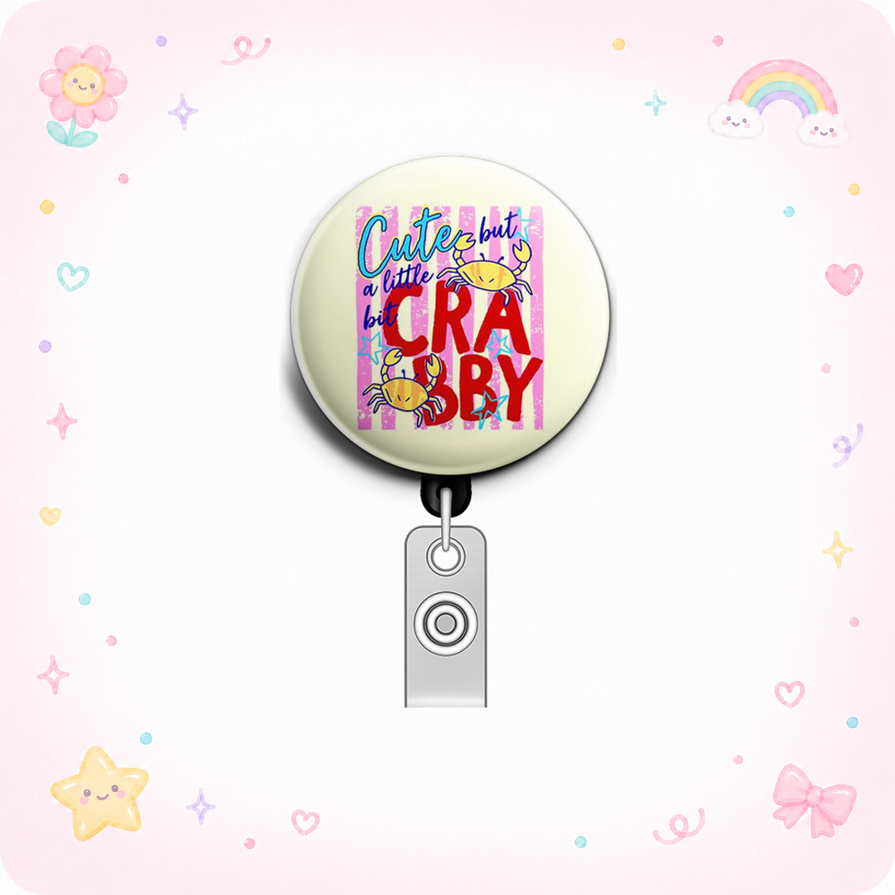 Crabby Cuteness Swapfinity Retractable ID Badge Reel - - Topperswap