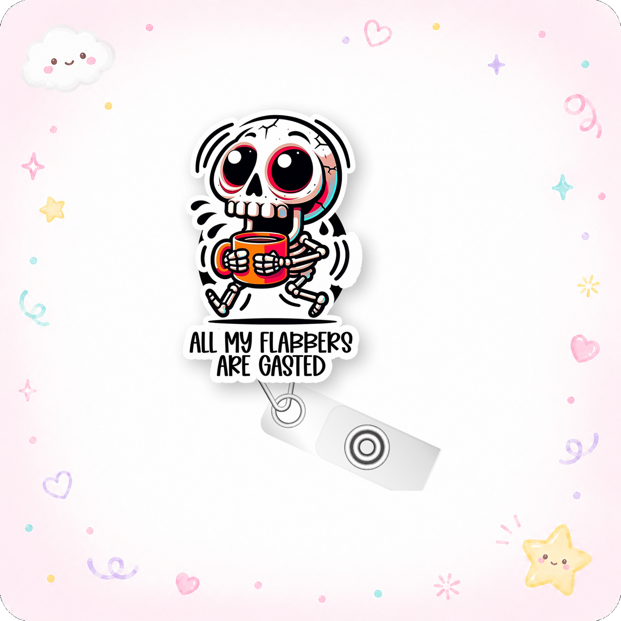 Flabber Gasted Pop Topper Swapfinity Retractable ID Badge Reel - - Topperswap