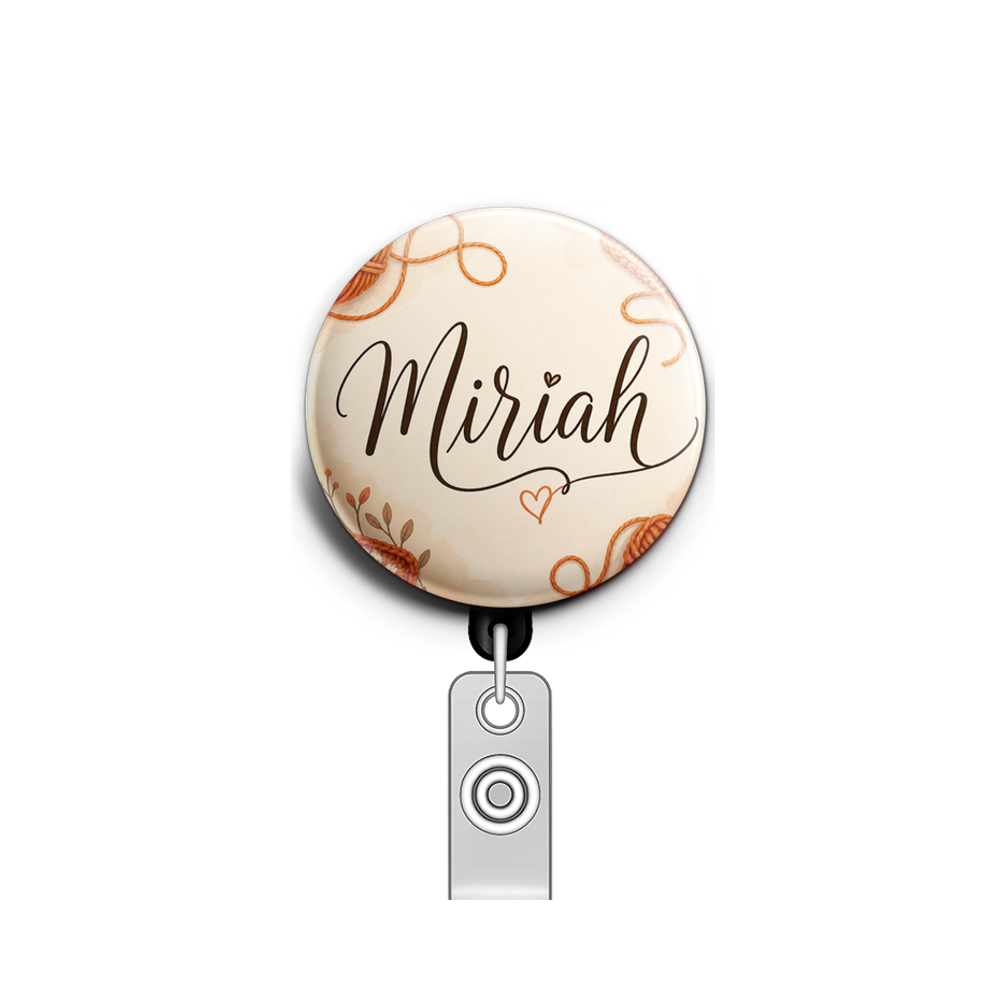 Custom Design – orange crocheting items - Badge Reel (Alligator, Black) - Topperswap
