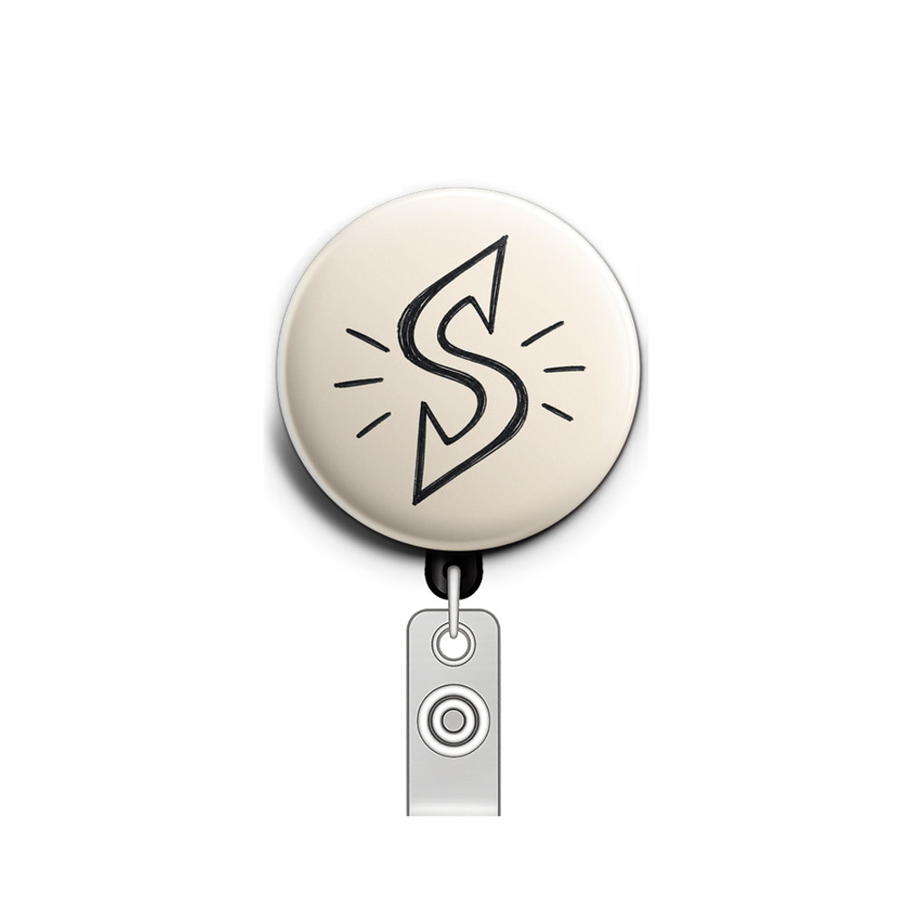 Custom Design – Pointy S drawing - Badge Reel (Alligator, Black) - Topperswap