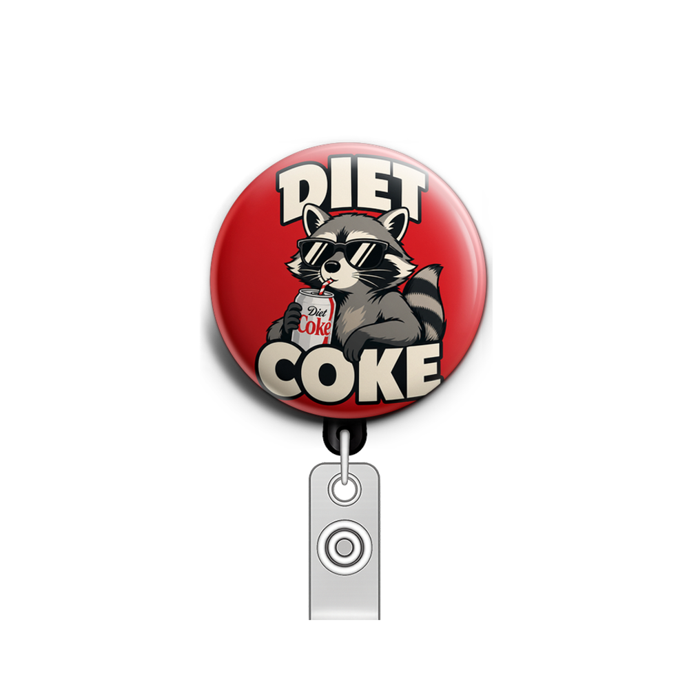 cartoon raccoon drinking a diet coke 