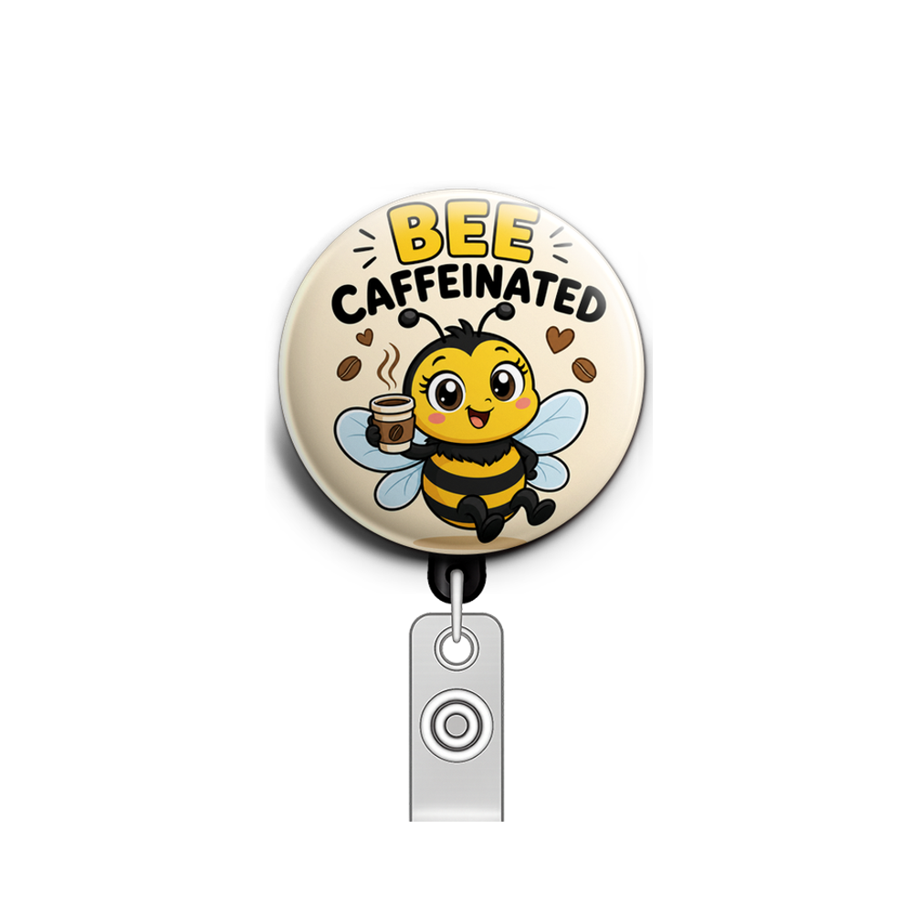 An adorable cartoon bee with big expressive eyes, holding a…