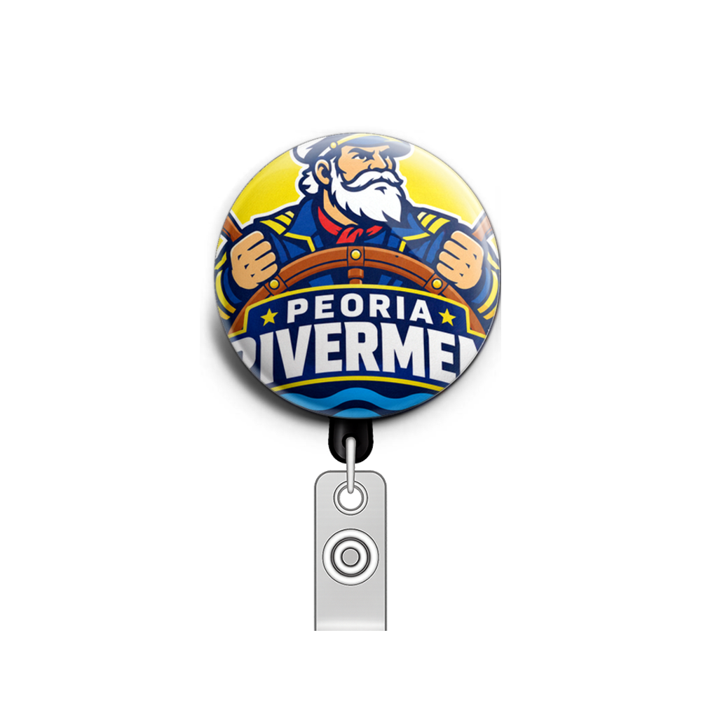 Peoria Rivermen Hockey team, mascot is a boat captain, borde…