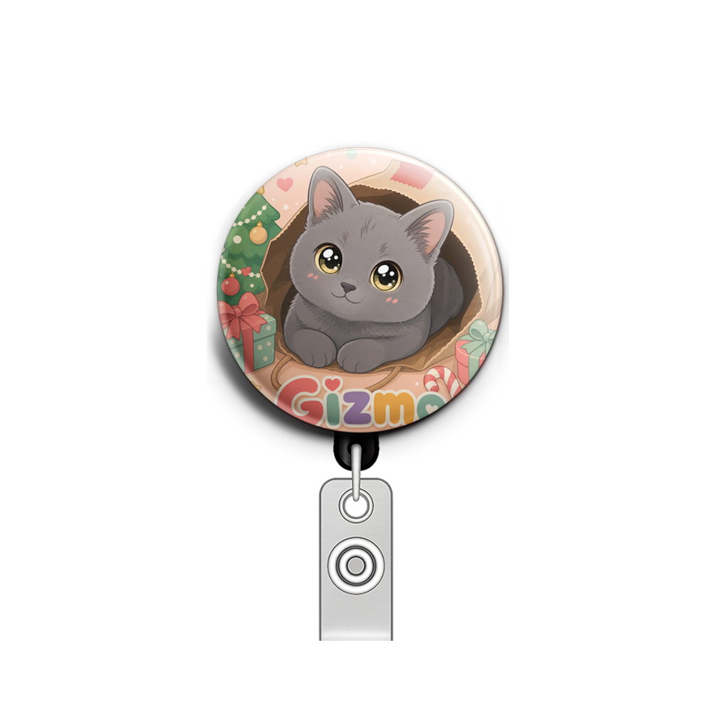 Custom Design – holiday - Badge Reel (Alligator, Black) - Topperswap