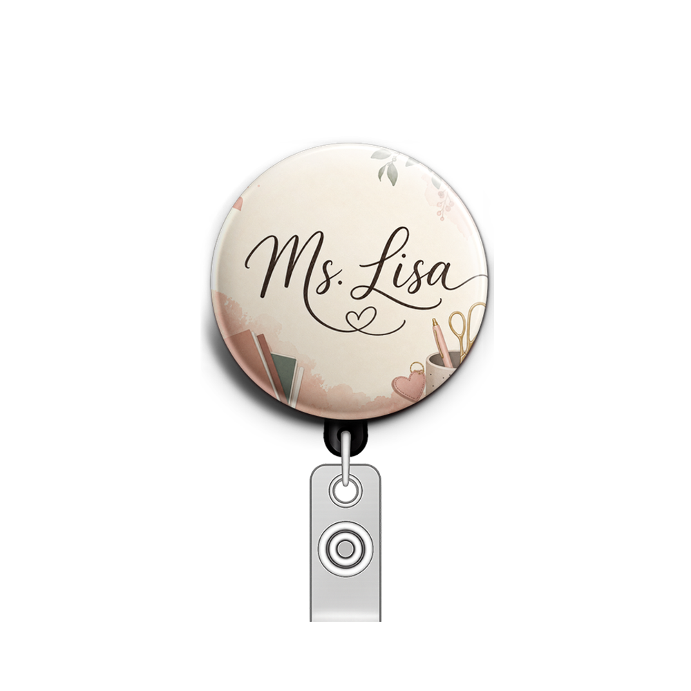 Custom Design – School secretary education - Badge Reel (Alligator, Black) - Topperswap
