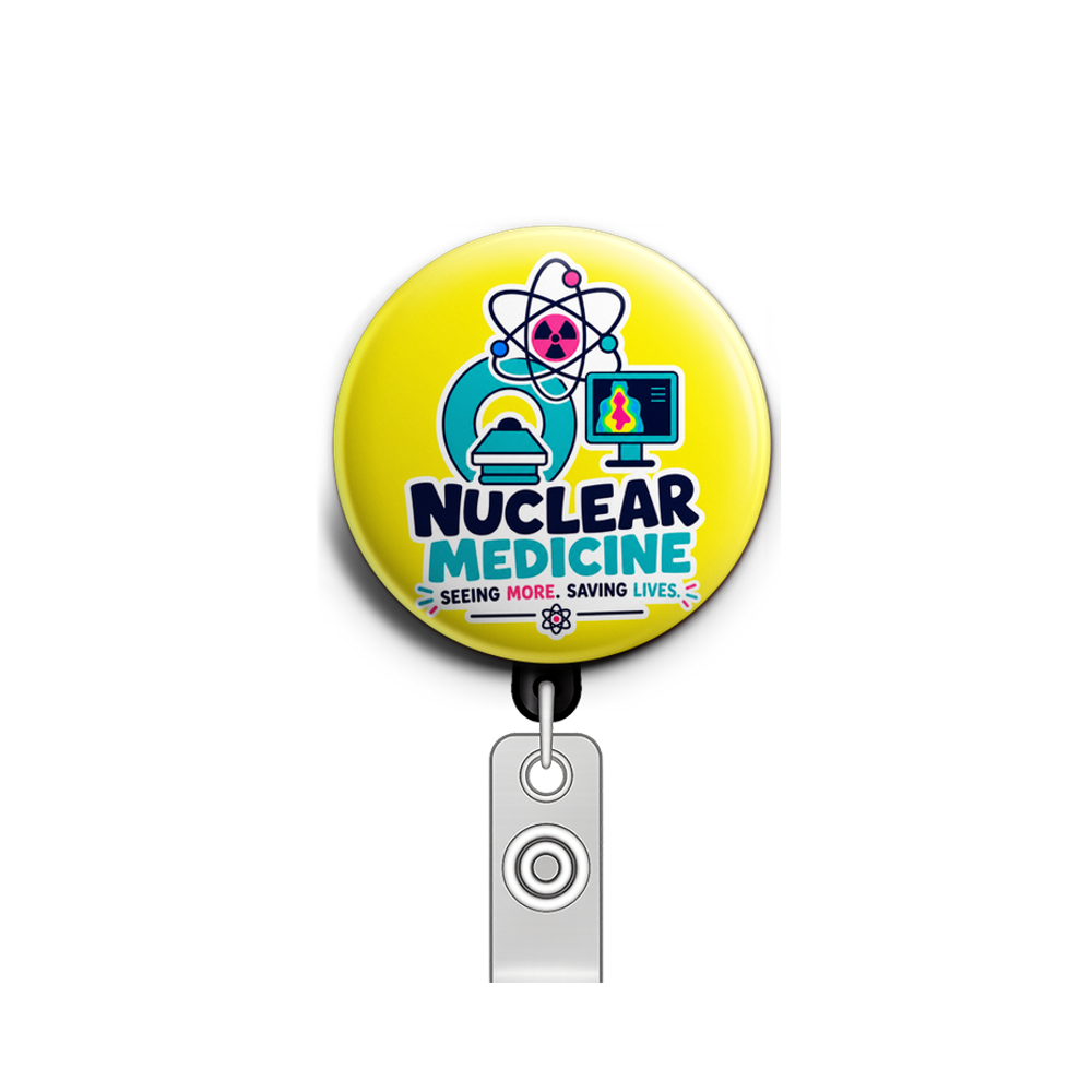 Custom Design – Intricate nuclear medicine imaging theme - Badge Reel (Alligator, Black) - Topperswap