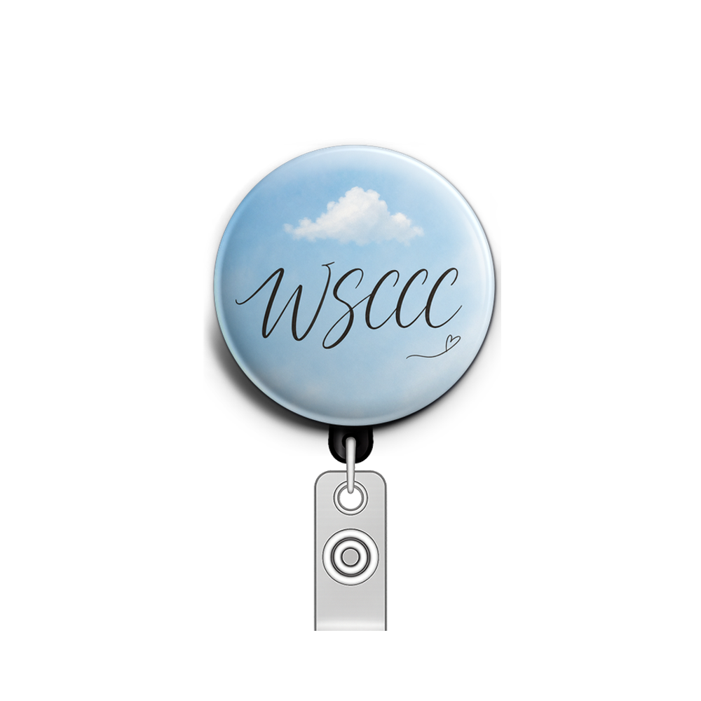 Custom Design – A blue sky with just one cloud - Badge Reel (Alligator, Black) - Topperswap