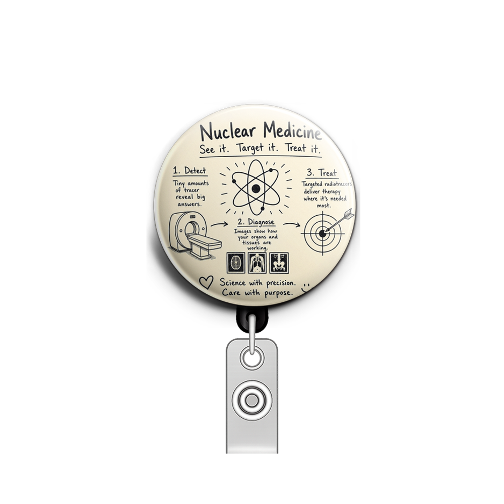 Custom Design – Unique nuclear medicine technology theme - Badge Reel (Alligator, Black) - Topperswap